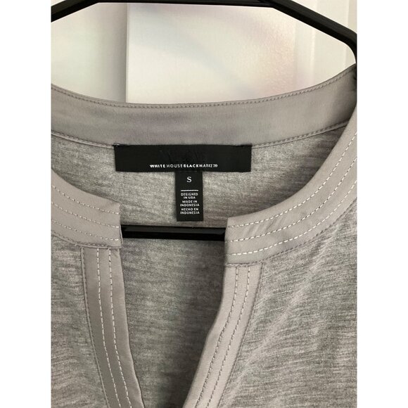 White House Black Market size Small Pleated sleeve tee, grey - Picture 3 of 6